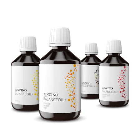 Four bottles of BalanceOil+ in a transparent background.